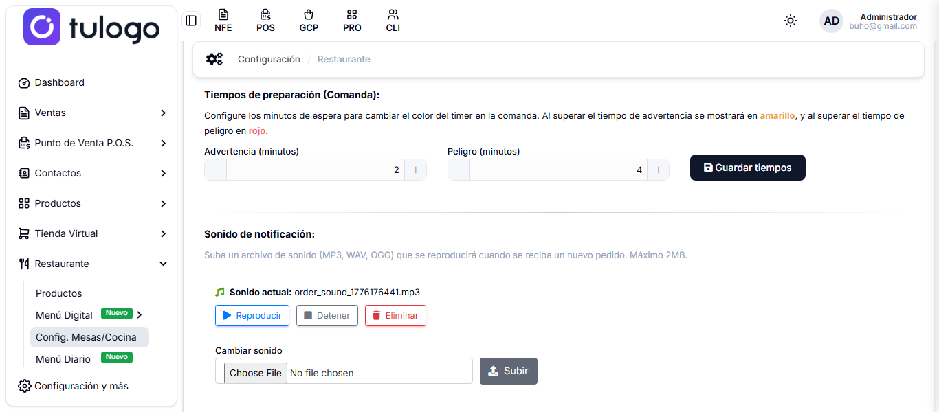 Bloques Tiempos de preparación y Sonido de notificación